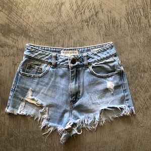 Cheeky light denim shorts